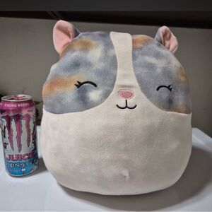 Squish mellow Plush Cat Pillow - Soft Cream & Gray with Pastel Accents